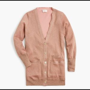 JCREW Unworn Rose Gold Metallic Dbl Knit Cardigan